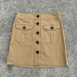 Ann Taylor Factory Petite Khaki Button Up Skirt - Size 4P